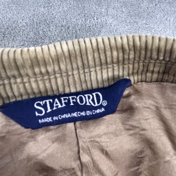 Stafford Corduroy Blazer Jacket Mens Size 44S Tan Beige 2 Button Sport Coat VTG - Picture 3 of 14
